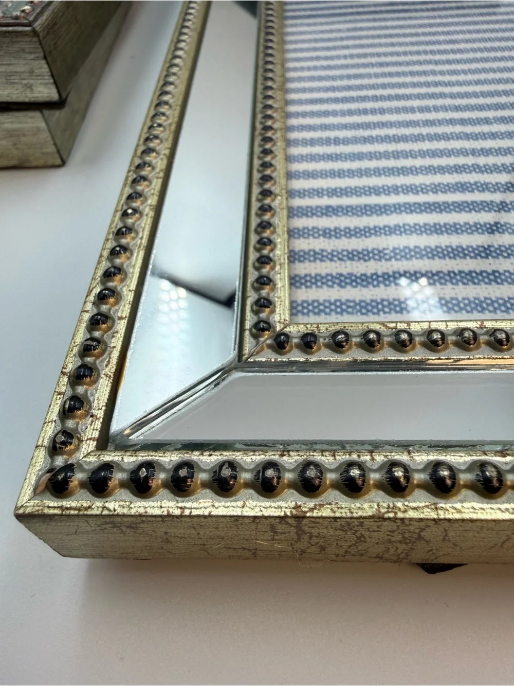 Lot of 3 Vintage Style Beveled Mirror Picture Frame With Beaded Detail